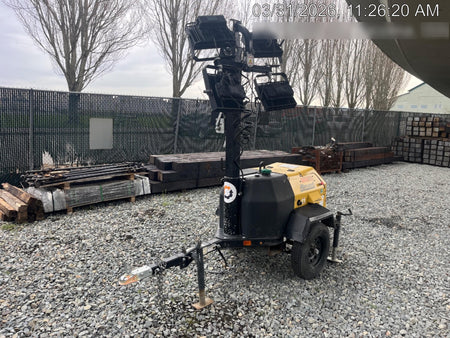 2021 Allmand NLV3GR (4) LED Light Fixture 350W, 23' Vertical Mast, 3kW Prime, Towable, Deep Sea L401, Leveling Jacks, Yanmar T4F 5.8hp