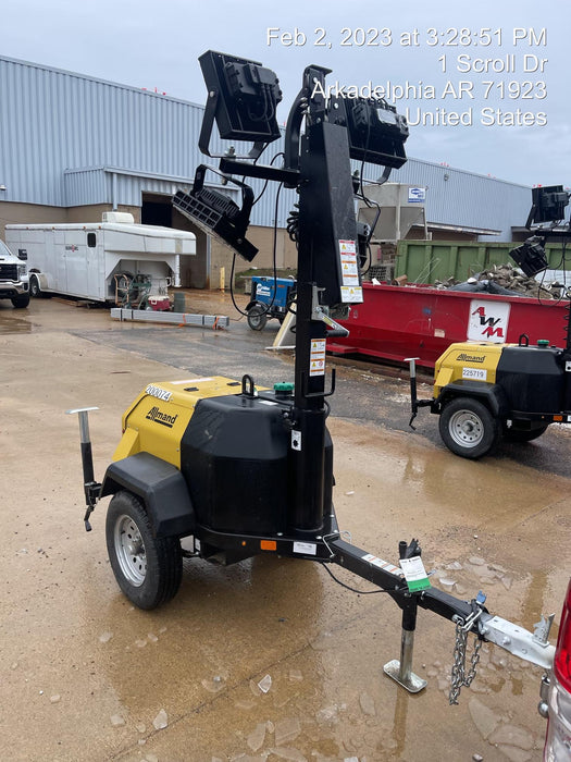 2022 Allmand NLV3GR (4) LED Light Fixture 350W, 23' Vertical Mast, 3kW Prime, Towable, Deep Sea L401, Leveling Jacks, Yanmar T4F 5.8hp