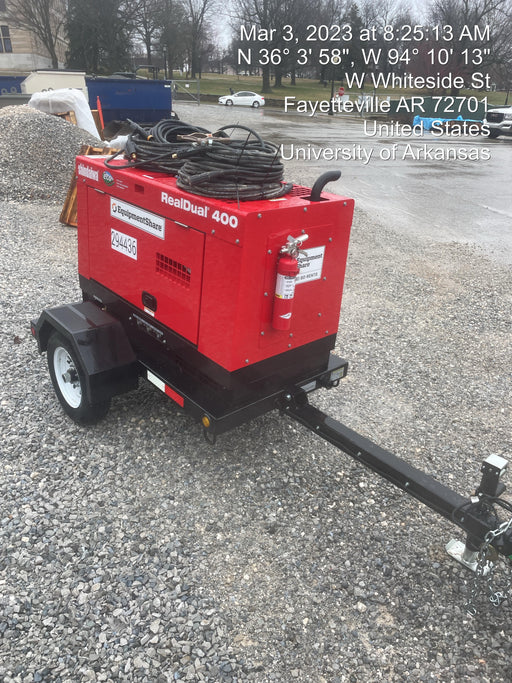 2023 Shindaiwa DGW400MDL Kubota D902 Engine, 23 HP, Dual Op Welder, Wire, Arc, Droop Stick, Tig, and CC Stick Functionality, Simulphase, 3 Phase and 1 Phase Gen Output, Single Axle NB Trlr, Slr Trckl Chrg 12V 12W, Fire Ext