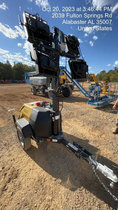 2022 Allmand NLV3GR (4) LED Light Fixture 350W, 23' Vertical Mast, 3kW Prime, Towable, Deep Sea L401, Leveling Jacks, Yanmar T4F 5.8hp