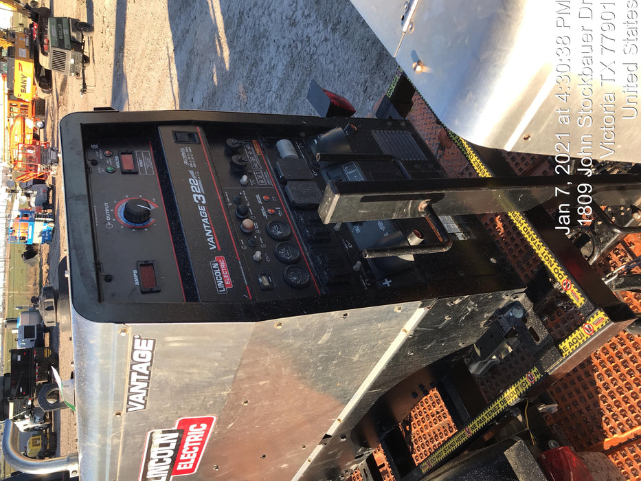 2019 Lincoln Electric Vantage 322 Ready-Pak 3, Two Wheel Trailer, Fender and Light Kit, Cable Rack