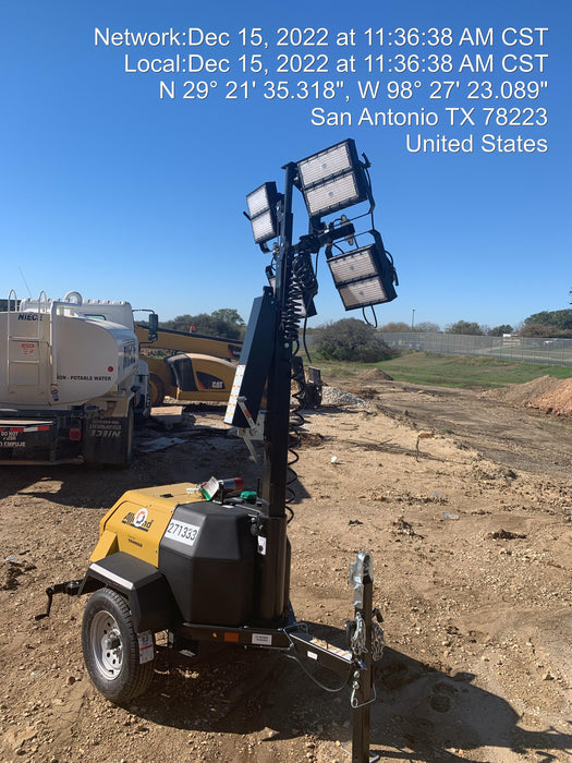 2022 Allmand NLV3GR (4) LED Light Fixture 350W, 23' Vertical Mast, 3kW Prime, Towable, ES Decals, T3