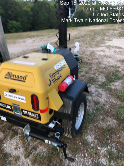 2022 Allmand NLV3GR (4) LED Light Fixture 350W, 23' Vertical Mast, 3kW Prime, Towable, Deep Sea L401, Leveling Jacks, Yanmar T4F 5.8hp