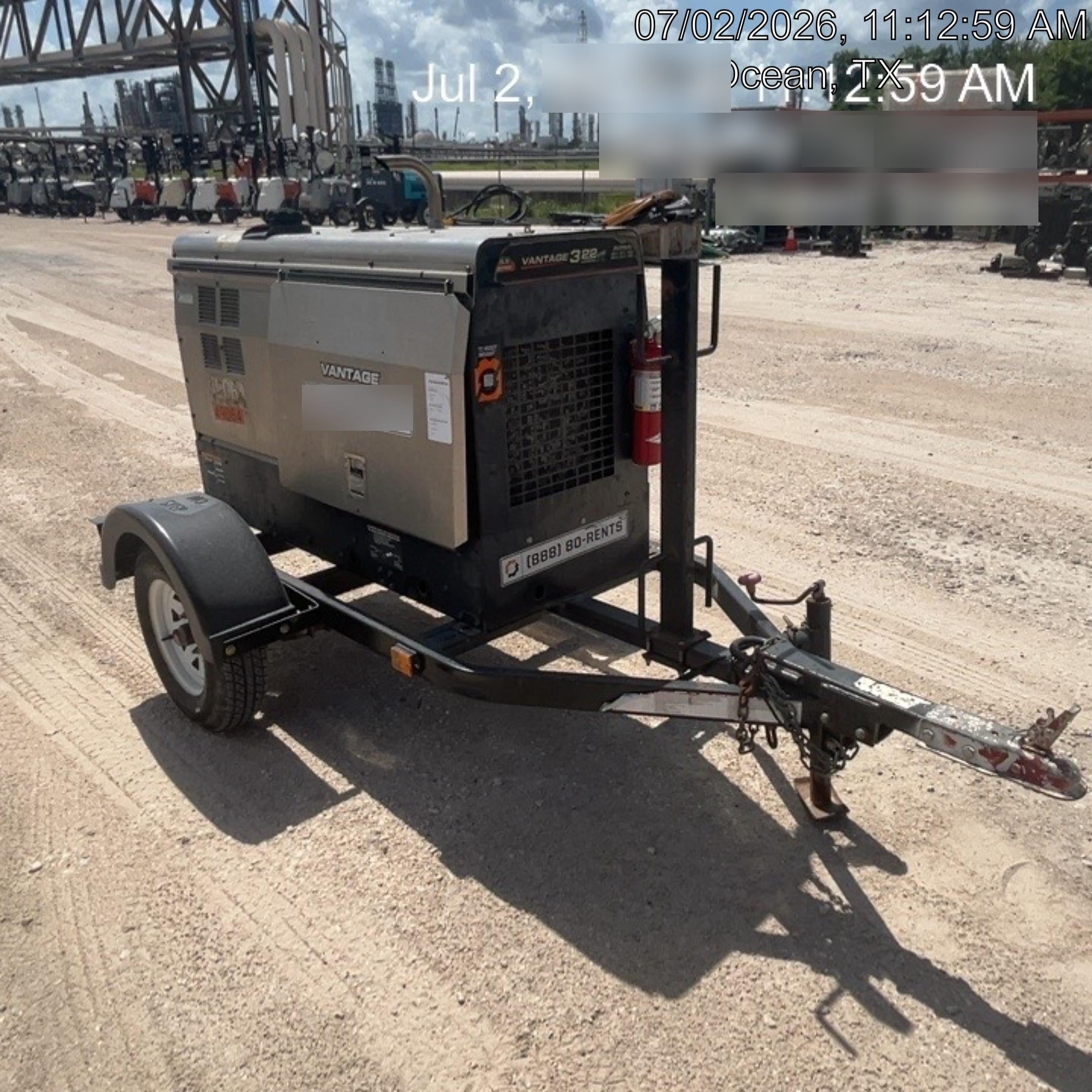 2019 Lincoln Electric Vantage 322 Ready-Pak 3, Two Wheel Trailer, Fender and Light Kit, Cable Rack