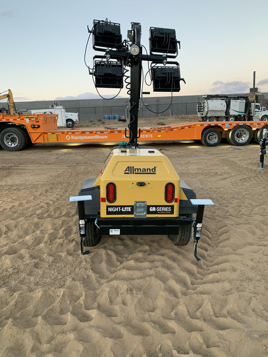 2021 Allmand NLV3GR (4) LED Light Fixture 350W, 23' Vertical Mast, 3kW Prime, Towable, Deep Sea L401, Leveling Jacks, Yanmar T4F 5.8hp