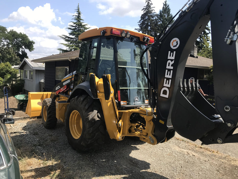 2020 John Deere 410L - Extendable Stick Cab/Heat/Air, 4WD, Extendable Stick, Pilot Controls, 2 Way Hydraulics, TAG Manual QC