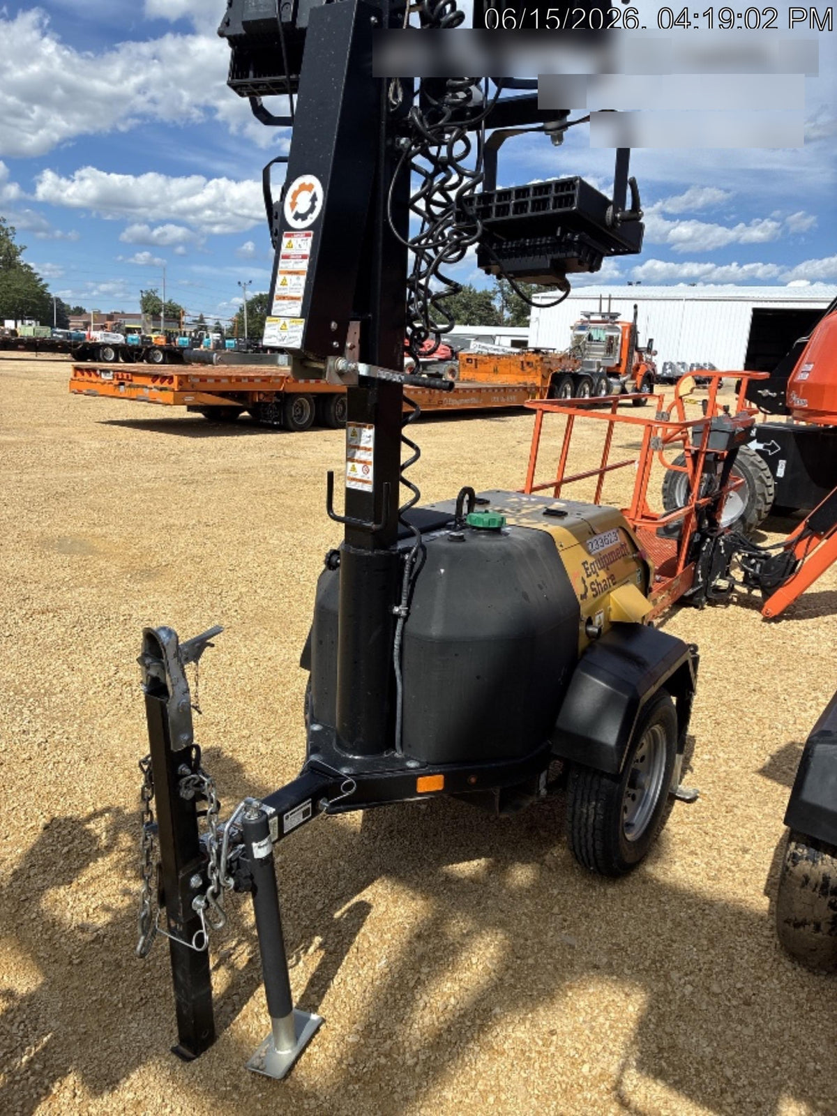 2022 Allmand NLV3GR (4) LED Light Fixture 350W, 23' Vertical Mast, 3kW Prime, Towable, Deep Sea L401, Leveling Jacks, Yanmar T4F 5.8hp