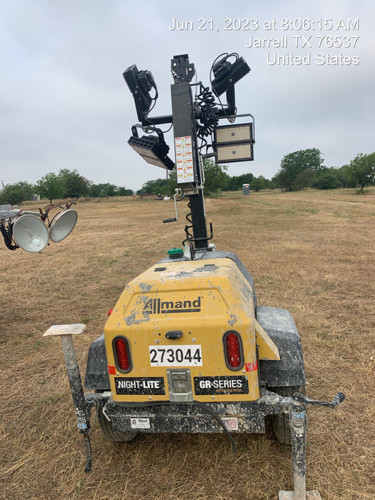 2022 Allmand NLV3GR (4) LED Light Fixture 350W, 23' Vertical Mast, 3kW Prime, Towable, ES Decals, T3