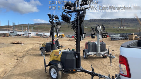 2021 Allmand NLV3GR (4) LED Light Fixture 350W, 23' Vertical Mast, 3kW Prime, Towable, Deep Sea L401, Leveling Jacks, Yanmar T4F 5.8hp