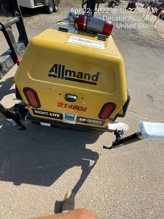 2022 Allmand NLV3GR (4) LED Light Fixture 350W, 23' Vertical Mast, 3kW Prime, Towable, Deep Sea L401, Leveling Jacks, Yanmar T4F 5.8hp