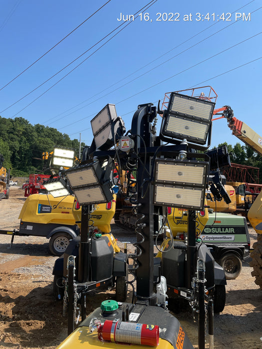 2022 Allmand NLV3GR (4) LED Light Fixture 350W, 23' Vertical Mast, 3kW Prime, Towable, Deep Sea L401, Leveling Jacks, Yanmar T4F 5.8hp