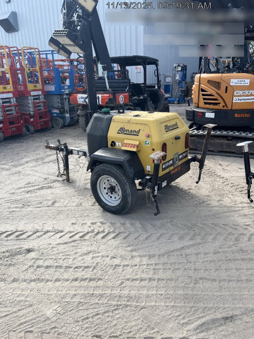 2022 Allmand NLV3GR (4) LED Light Fixture 350W, 23' Vertical Mast, 3kW Prime, Towable, Deep Sea L401, Leveling Jacks, Yanmar T4F 5.8hp