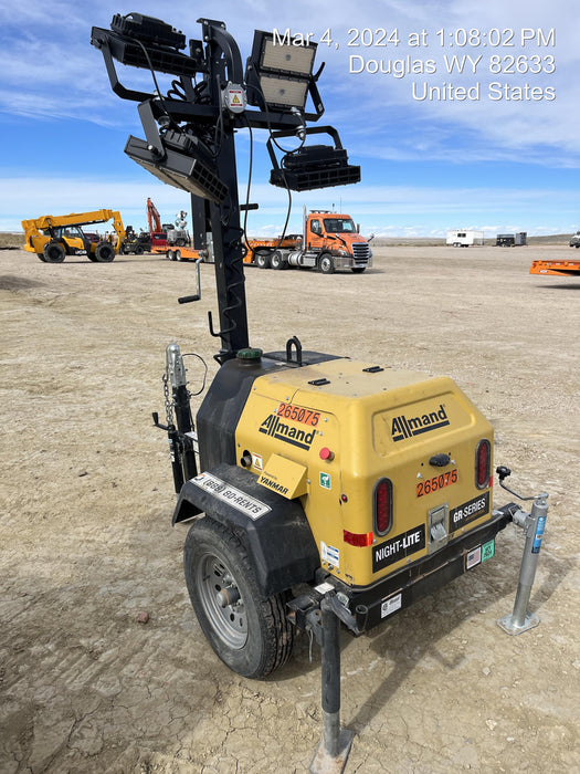 2022 Allmand NLV3GR (4) LED Light Fixture 350W, 23' Vertical Mast, 3kW Prime, Towable, ES Decals, T3