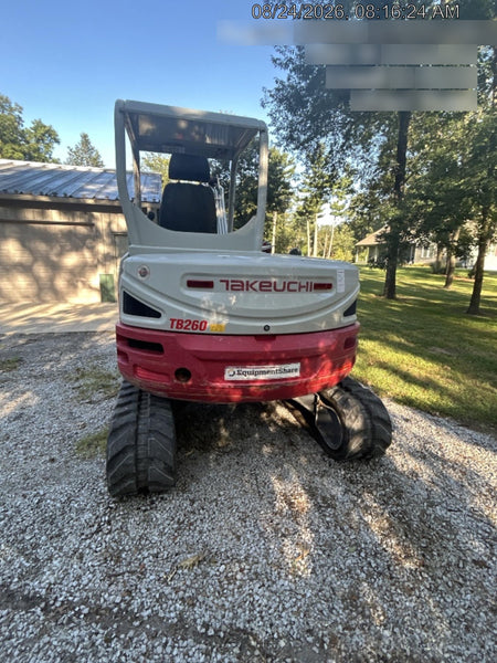 2019 Takeuchi TB260 Takeuchi TB260 Canopy w/Rubber Tracks, Auxiliary Hydraulics, Standard Blade, Manual QC, 12 / 18 / 24" Buckets, Hydraulic Thumb Installed