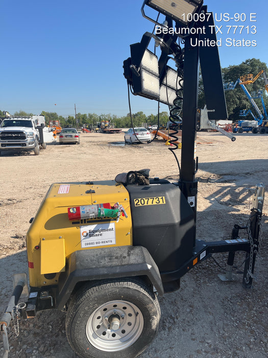 2022 Allmand NLV3GR (4) LED Light Fixture 350W, 23' Vertical Mast, 3kW Prime, Towable, Deep Sea L401, Leveling Jacks, Yanmar T4F 5.8hp