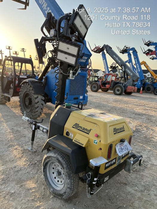 2022 Allmand NLV3GR (4) LED Light Fixture 350W, 23' Vertical Mast, 3kW Prime, Towable, ES Decals, T3