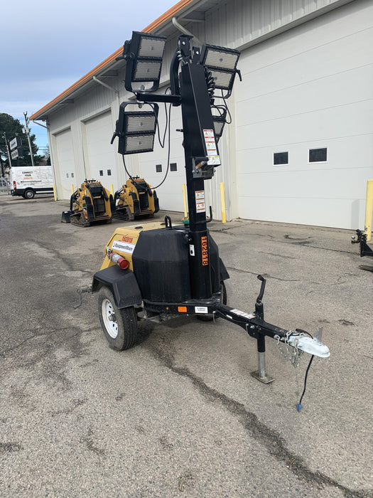 2021 Allmand NLV3GR (4) LED Light Fixture 350W, 23' Vertical Mast, 3kW Prime, Towable, Deep Sea L401, Leveling Jacks, Yanmar T4F 5.8hp