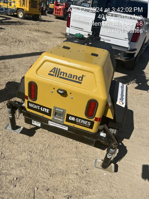 2022 Allmand NLV3GR (4) LED Light Fixture 350W, 23' Vertical Mast, 3kW Prime, Towable, ES Decals, T3