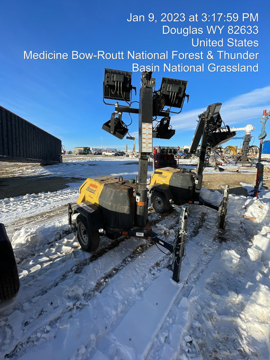 2022 Allmand NLV3GR (4) LED Light Fixture 350W, 23' Vertical Mast, 3kW Prime, Towable, ES Decals, T3