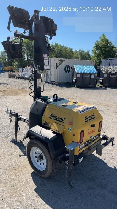 Allmand NLV3GR (4) LED Light Fixture 350W, 23' Vertical Mast, 3kW Prime, Towable, Deep Sea L401, Leveling Jacks, Yanmar T4F 5.8hp