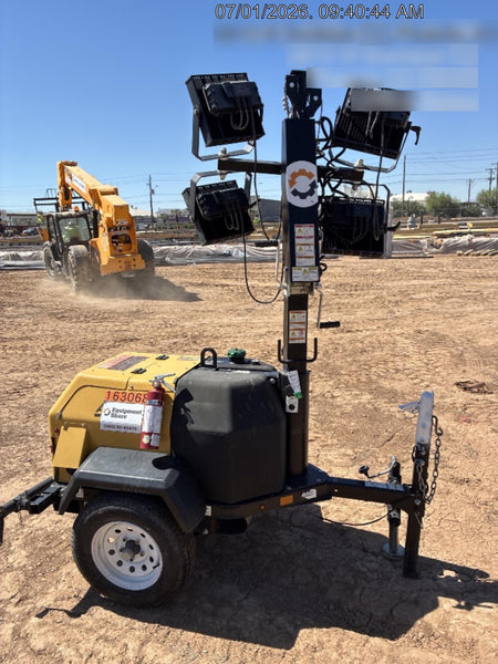2021 Allmand NLV3GR (4) LED Light Fixture 350W, 23' Vertical Mast, 3kW Prime, Towable, Deep Sea L401, Leveling Jacks, Yanmar T4F 5.8hp