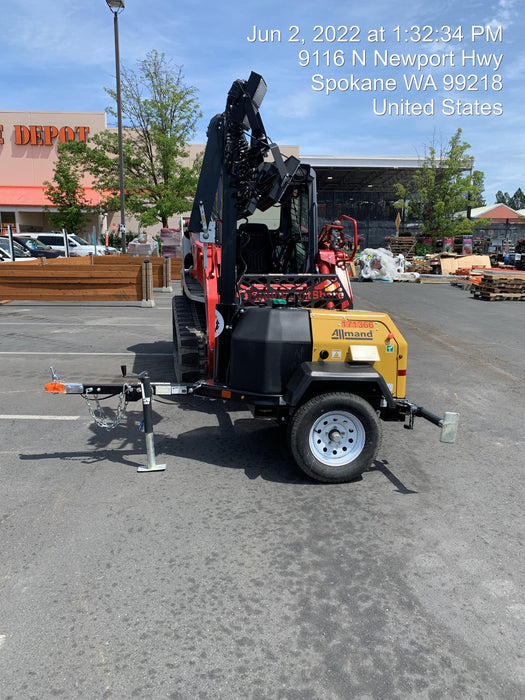 2021 Allmand NLV3GR (4) LED Light Fixture 350W, 23' Vertical Mast, 3kW Prime, Towable, Deep Sea L401, Leveling Jacks, Yanmar T4F 5.8hp