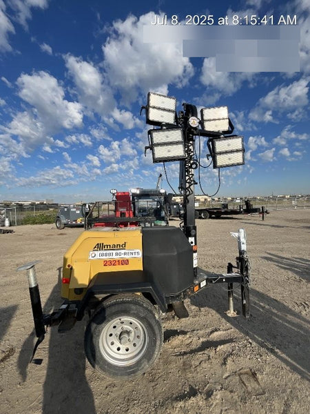 2022 Allmand NLV3GR (4) LED Light Fixture 350W, 23' Vertical Mast, 3kW Prime, Towable, Deep Sea L401, Leveling Jacks, Yanmar T4F 5.8hp
