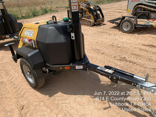 2022 Allmand NLV3GR (4) LED Light Fixture 350W, 23' Vertical Mast, 3kW Prime, Towable, Deep Sea L401, Leveling Jacks, Yanmar T4F 5.8hp