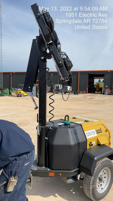 2022 Allmand NLV3GR (4) LED Light Fixture 350W, 23' Vertical Mast, 3kW Prime, Towable, Deep Sea L401, Leveling Jacks, Yanmar T4F 5.8hp