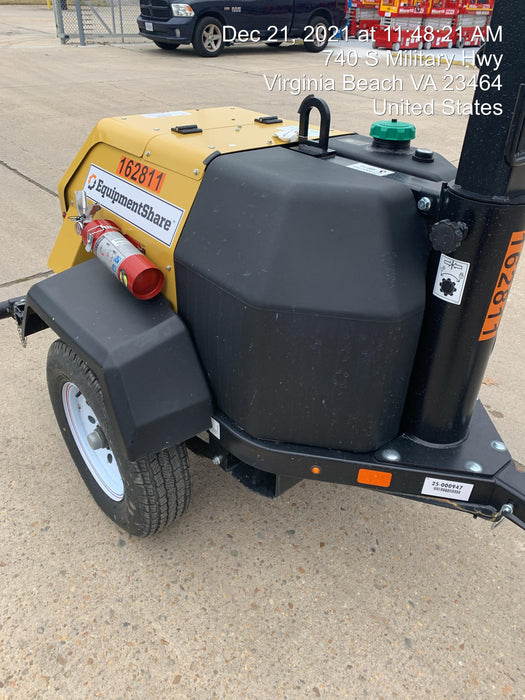 2021 Allmand NLV3GR (4) LED Light Fixture 350W, 23' Vertical Mast, 3kW Prime, Towable, Deep Sea L401, Leveling Jacks, Yanmar T4F 5.8hp