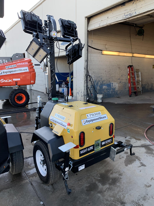 Allmand NLV3GR (4) LED Light Fixture 350W, 23' Vertical Mast, 3kW Prime, Towable, Deep Sea L401, Leveling Jacks, Yanmar T4F 5.8hp