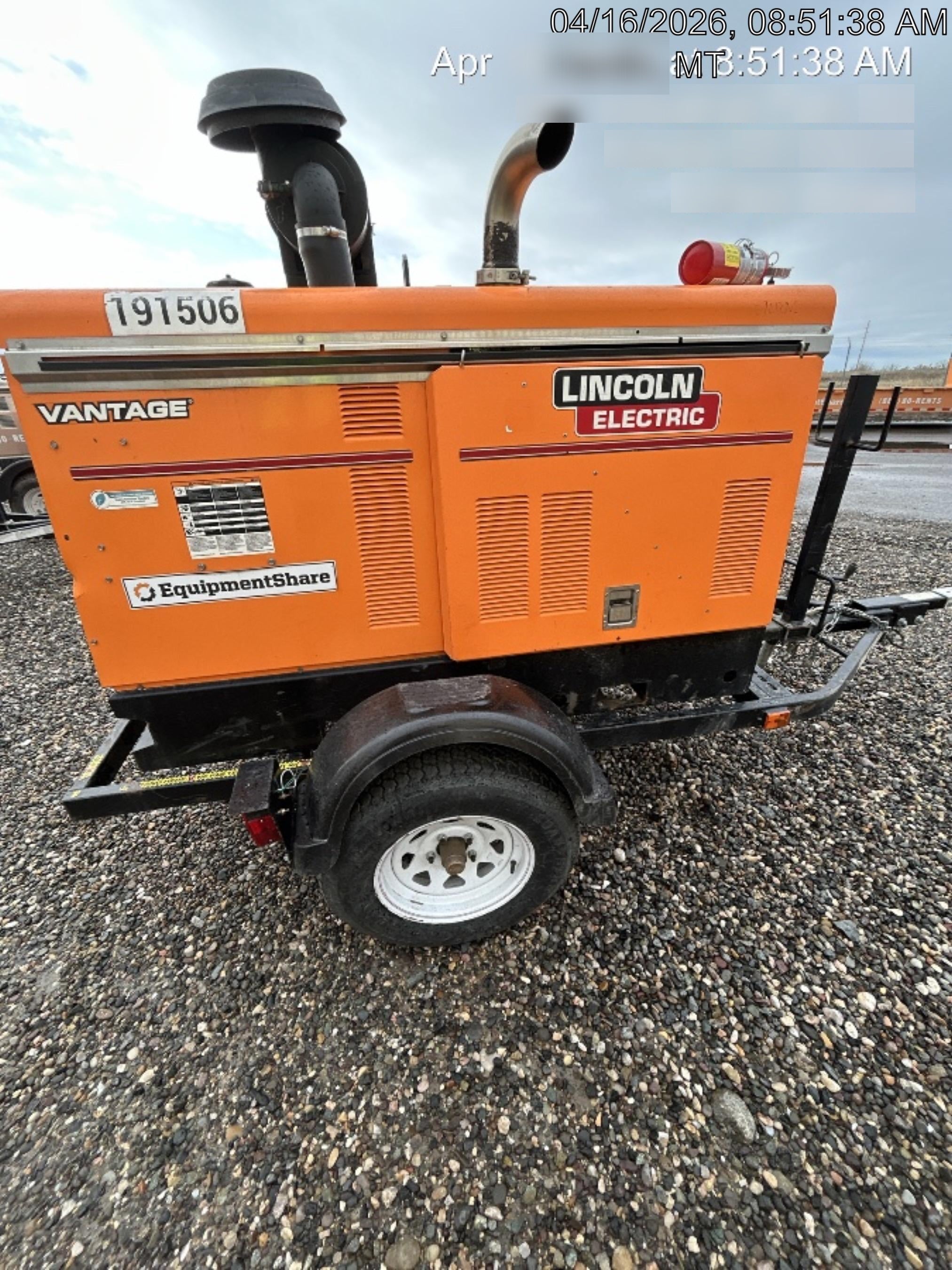 2021 Lincoln Electric Vantage 549X Ready Pak 3, ORANGE (includes trailer, cable rack, fender light kit)
