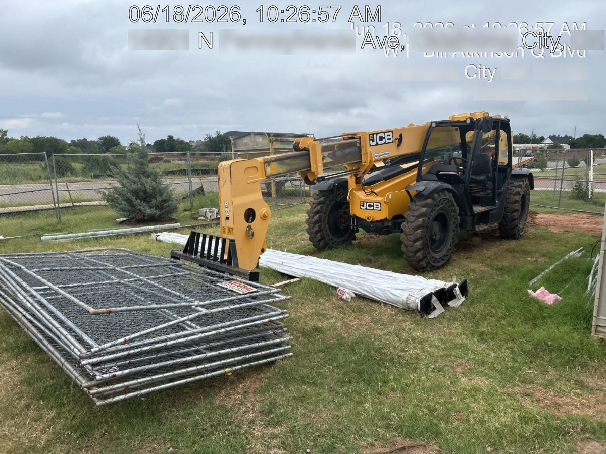 2019 JCB 509-42 74 HP w/Open ROPS, Beacon, Aux Hydraulics, LED Work lights, Solid Tires 66" Carriage/60" Forks