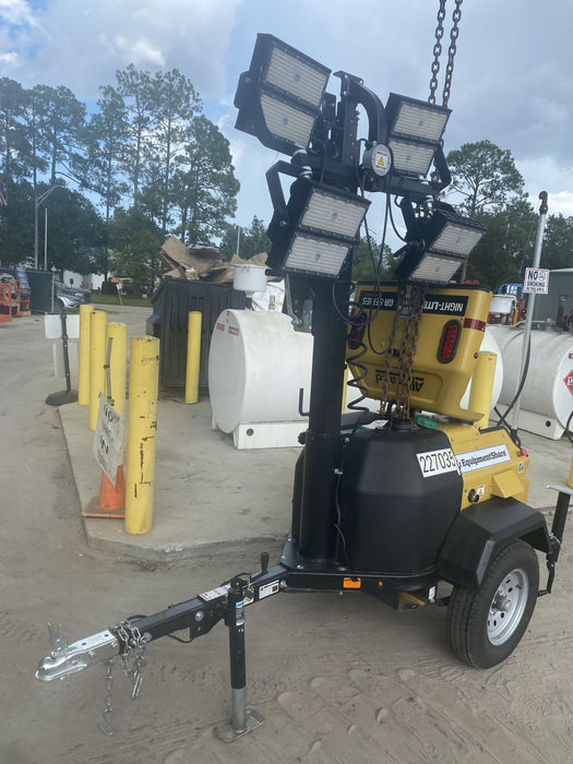 2022 Allmand NLV3GR (4) LED Light Fixture 350W, 23' Vertical Mast, 3kW Prime, Towable, Deep Sea L401, Leveling Jacks, Yanmar T4F 5.8hp