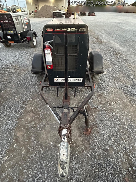 2019 Lincoln Electric Vantage 322 Welder Ready-Pak 3, Two wheel trailer, Fender and Light kit, Cable Rack