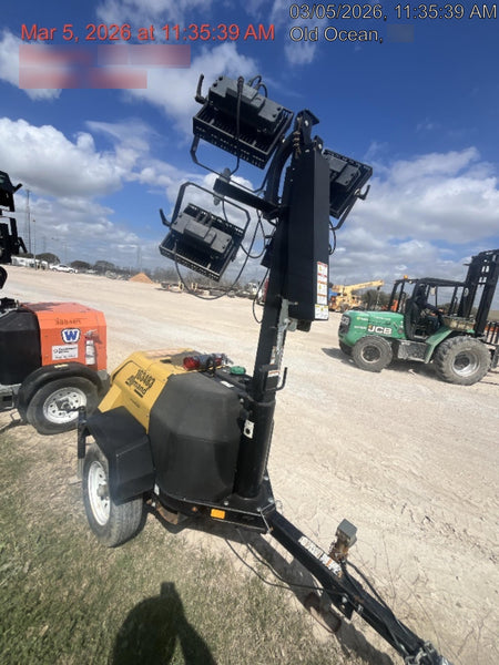 2021 Allmand NLV3GR (4) LED Light Fixture 350W, 23' Vertical Mast, 3kW Prime, Towable, Deep Sea L401, Leveling Jacks, Yanmar T4F 5.8hp
