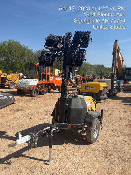 2022 Allmand NLV3GR (4) LED Light Fixture 350W, 23' Vertical Mast, 3kW Prime, Towable, Deep Sea L401, Leveling Jacks, Yanmar T4F 5.8hp