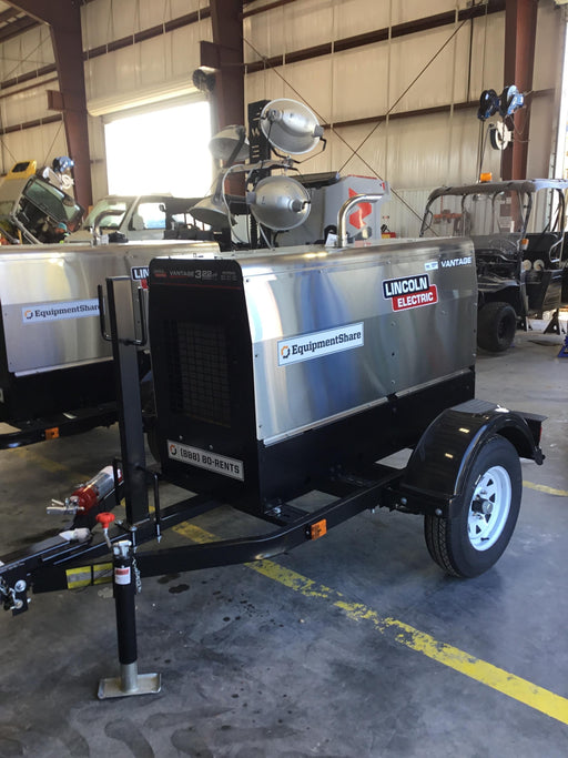 2019 Lincoln Electric Vantage 322 Ready-Pak 3, Two Wheel Trailer, Fender and Light Kit, Cable Rack