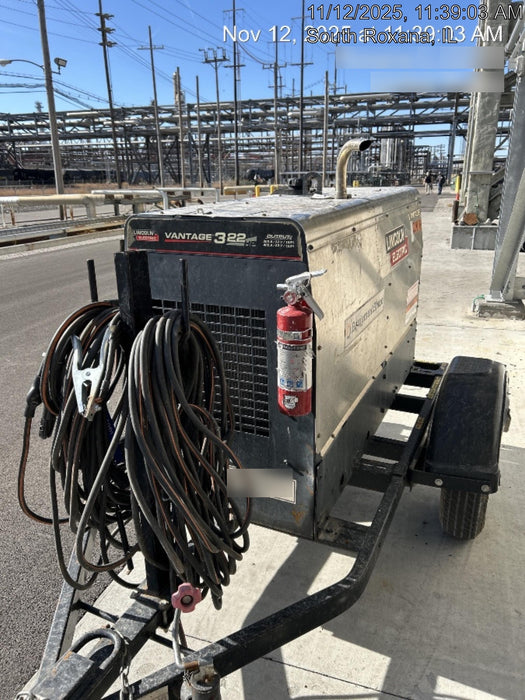 2019 Lincoln Electric Vantage 322 Welder Ready-Pak 3, Two wheel trailer, Fender and Light kit, Cable Rack