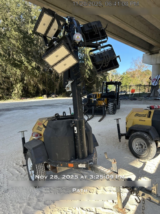 2021 Allmand NLV3GR (4) LED Light Fixture 350W, 23' Vertical Mast, 3kW Prime, Towable, Deep Sea L401, Leveling Jacks, Yanmar T4F 5.8hp