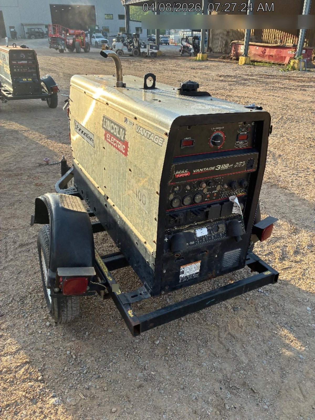 2019 Lincoln Electric Vantage 322 Welder Ready-Pak 3, Two wheel trailer, Fender and Light kit, Cable Rack