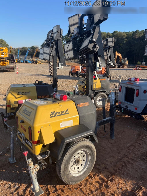 2022 Allmand NLV3GR (4) LED Light Fixture 350W, 23' Vertical Mast, 3kW Prime, Towable, Deep Sea L401, Leveling Jacks, Yanmar T4F 5.8hp