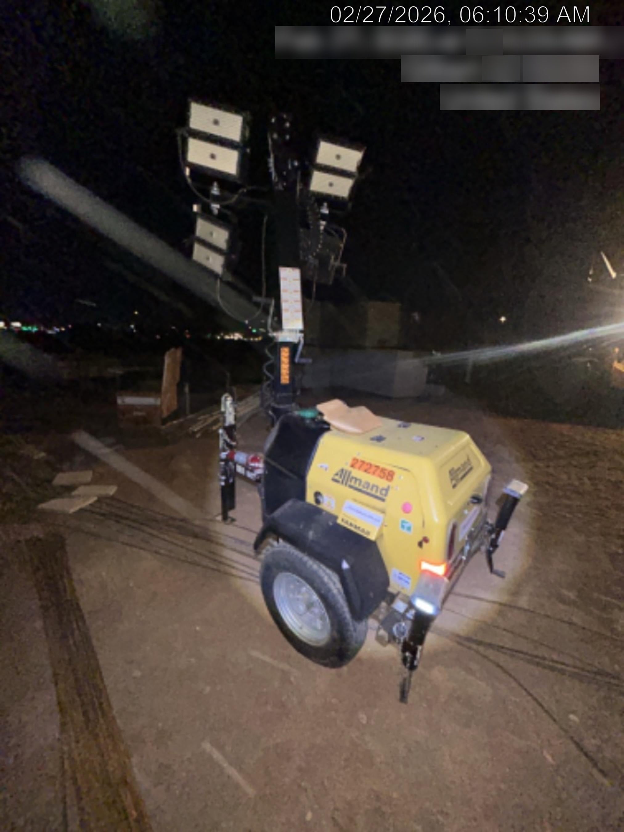 2022 Allmand NLV3GR (4) LED Light Fixture 350W, 23' Vertical Mast, 3kW Prime, Towable, ES Decals, T3