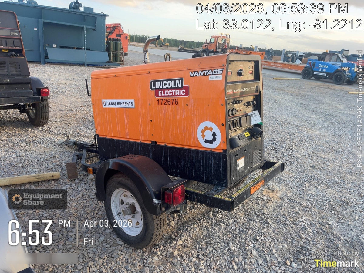 2021 Lincoln Electric Vantage 322 Vantage 322 Ready Pak 3 w/ Decals, ORANGE (includes trailer, cable rack, fender light kit) NO Telematics