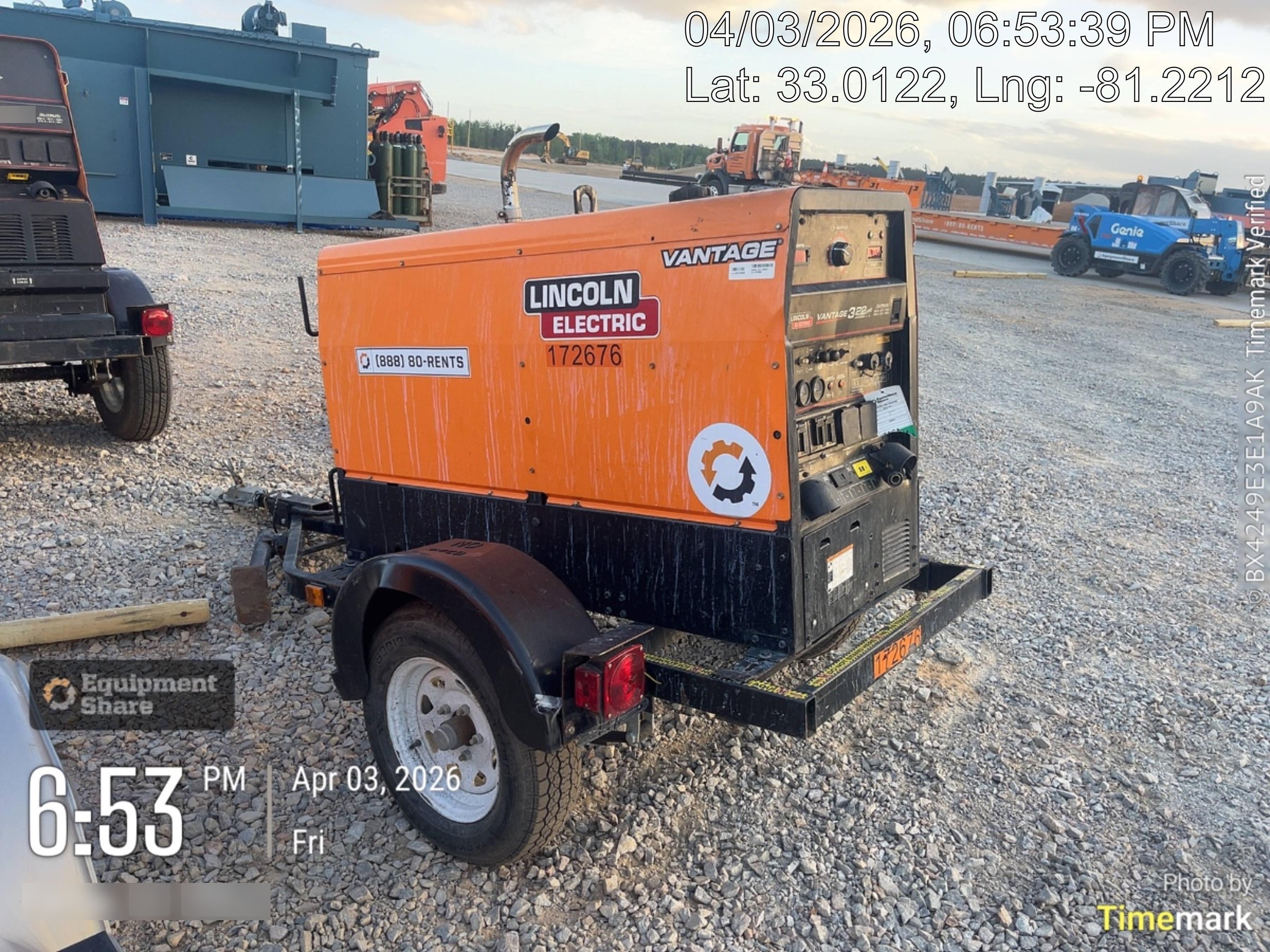 2021 Lincoln Electric Vantage 322 Vantage 322 Ready Pak 3 w/ Decals, ORANGE (includes trailer, cable rack, fender light kit) NO Telematics