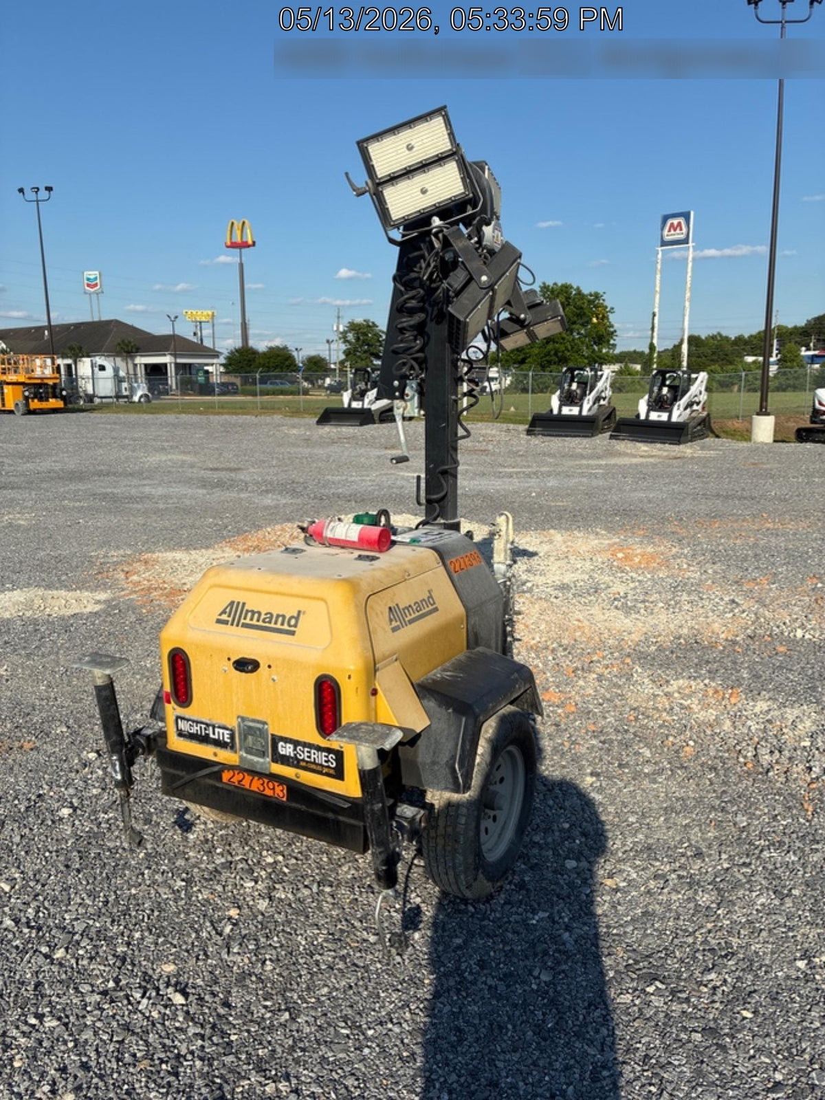 2022 Allmand NLV3GR (4) LED Light Fixture 350W, 23' Vertical Mast, 3kW Prime, Towable, Deep Sea L401, Leveling Jacks, Yanmar T4F 5.8hp
