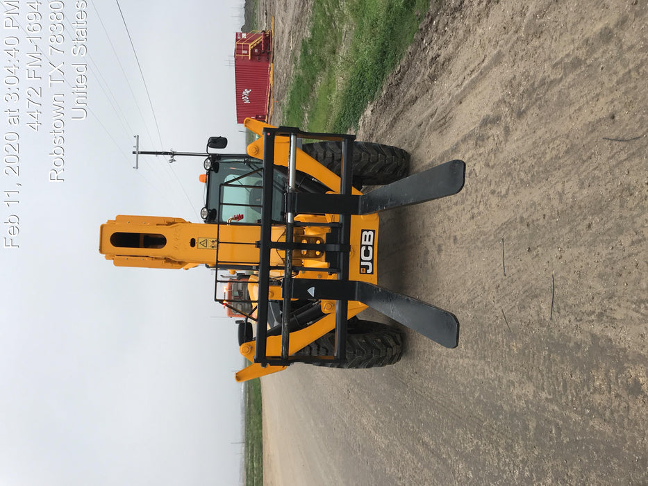 2020 JCB 510-56 Cab/Heat/Air, 74 HP, Solid Tires, STD Worklight, Beacon, Aux Hydraulics, Lifting Eye, Back up Alarm w/66" Carriage/60" Forks