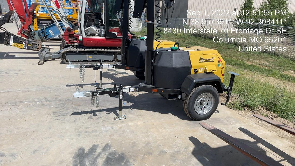 2022 Allmand NLV3GR (4) LED Light Fixture 350W, 23' Vertical Mast, 3kW Prime, Towable, ES Decals, T3