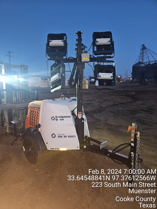 2023 Generac MLT2 Diesel, Flex Switch 120V Input, Powerzone Controller, 
(4) 320W LED Lights, 4kW Generator, 39.9 Gal Fuel Tank, 2" Ball, T3