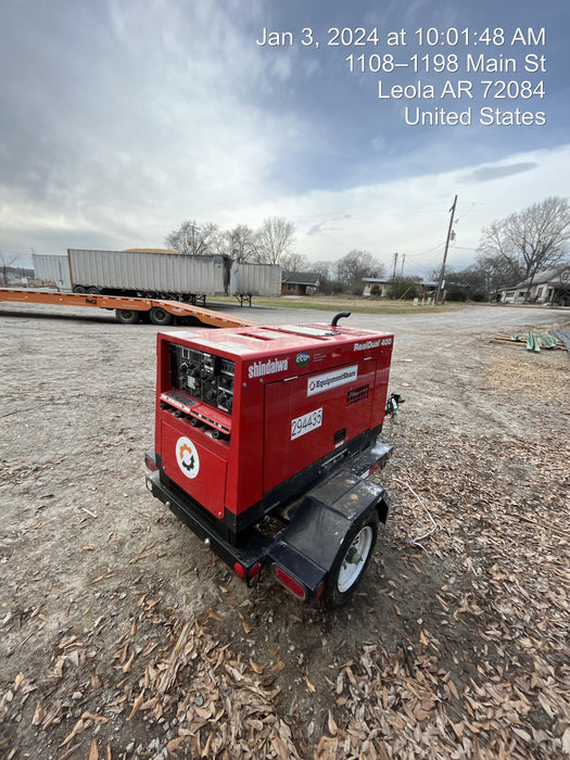 2023 Shindaiwa DGW400MDL Kubota D902 Engine, 23 HP, Dual Op Welder, Wire, Arc, Droop Stick, Tig, and CC Stick Functionality, Simulphase, 3 Phase and 1 Phase Gen Output, Single Axle NB Trlr, Slr Trckl Chrg 12V 12W, Fire Ext